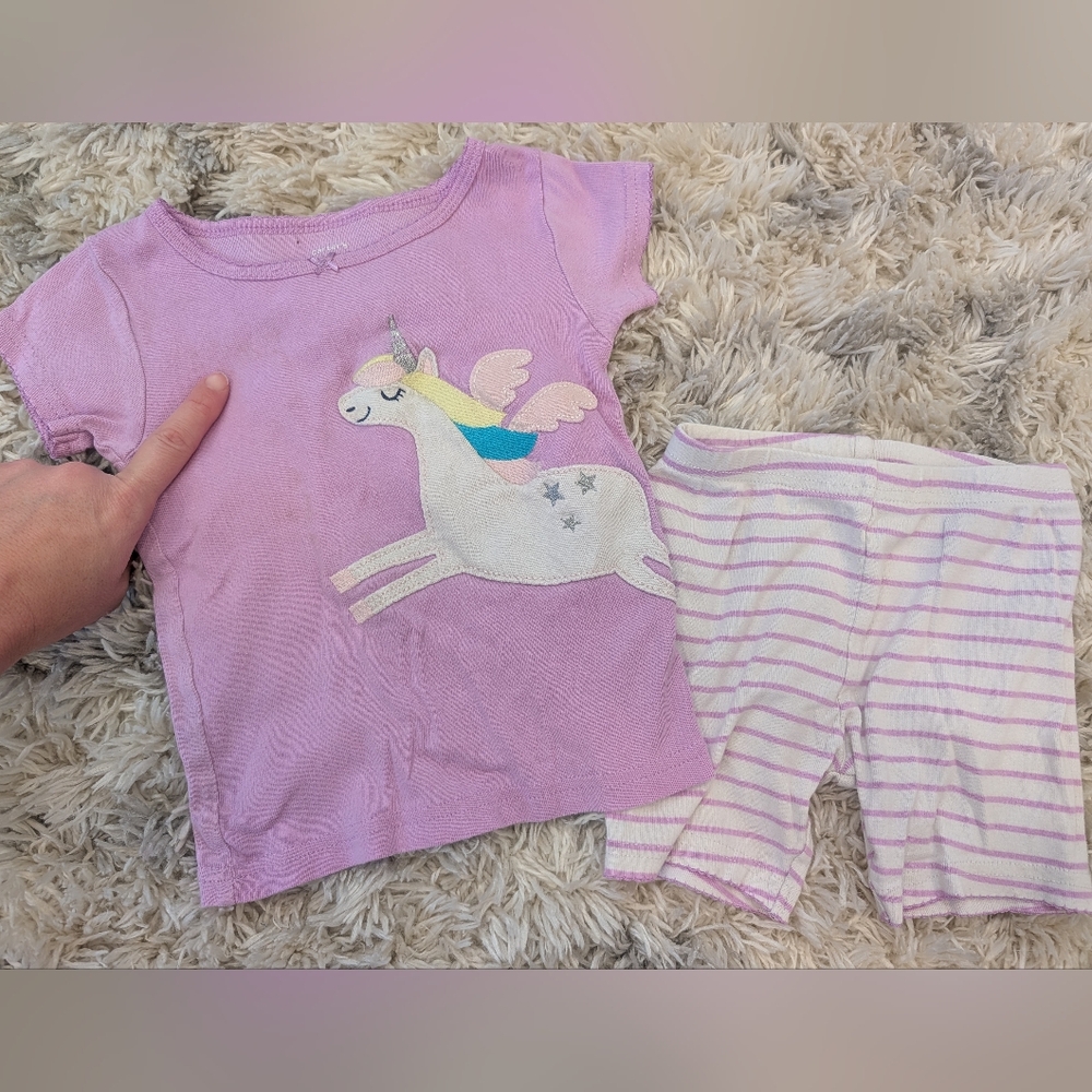 CARTER'S Girls Summer Short Pajamas Lot Of 3 Sets Purple, White, & Pink Size 3t - Picture 3 of 4